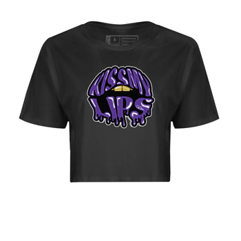 Air Jordan 12 Field Purple Sneaker Match Tees Kiss My Lips Sneaker Tees AJJordan 12 Lakers Sneaker Release Tees Women's Shirts Black 2
