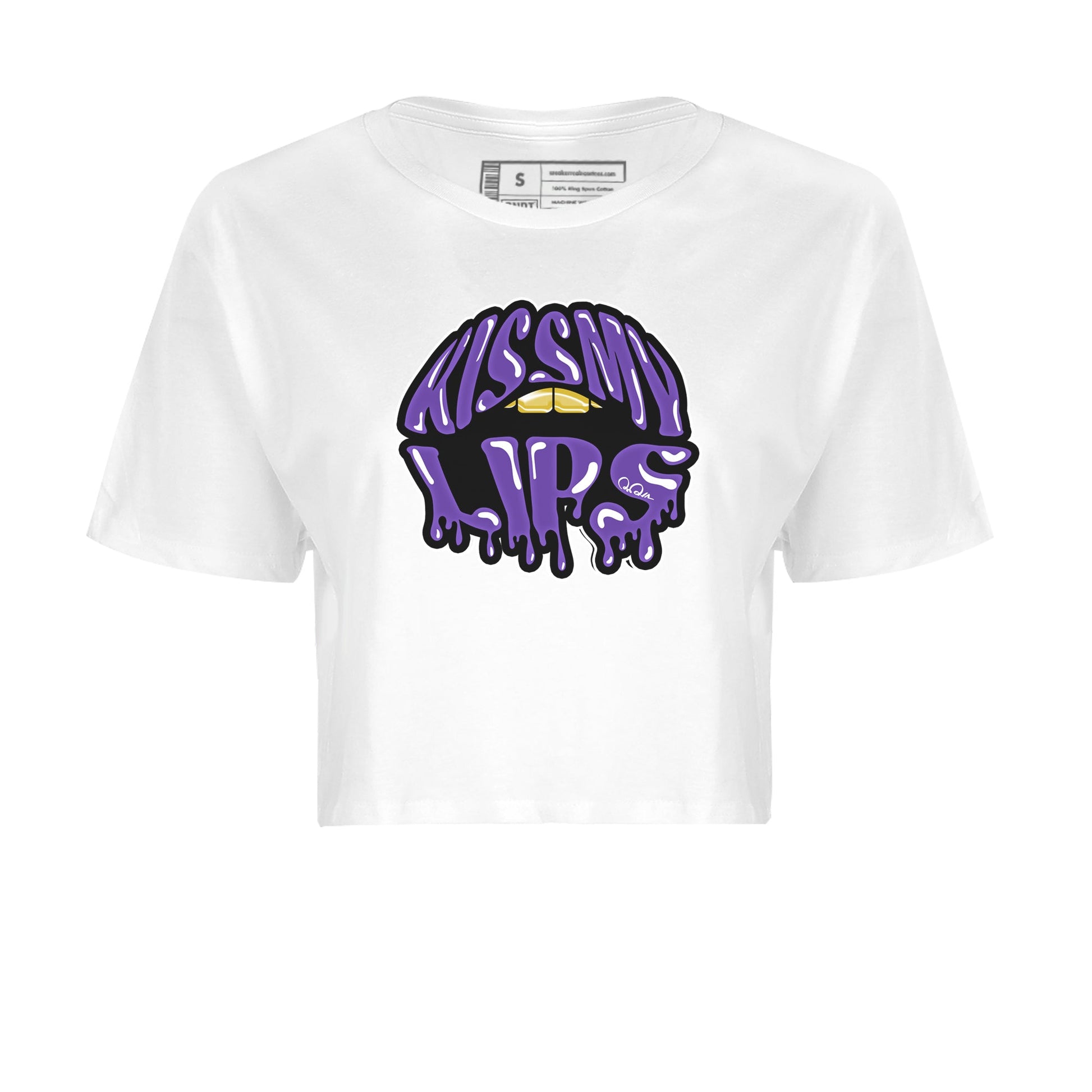 Air Jordan 12 Field Purple Sneaker Match Tees Kiss My Lips Sneaker Tees AJJordan 12 Lakers Sneaker Release Tees Women's Shirts White 2