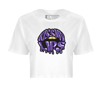 Air Jordan 12 Field Purple Sneaker Match Tees Kiss My Lips Sneaker Tees AJJordan 12 Lakers Sneaker Release Tees Women's Shirts White 2