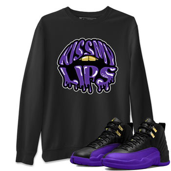 Air Jordan 12 Field Purple Sneaker Match Tees Kiss My Lips Sneaker Tees AJJordan 12 Lakers Sneaker Release Tees Unisex Shirts Black 1