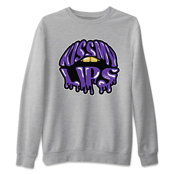 Air Jordan 12 Field Purple Sneaker Match Tees Kiss My Lips Sneaker Tees AJJordan 12 Lakers Sneaker Release Tees Unisex Shirts Heather Grey 2