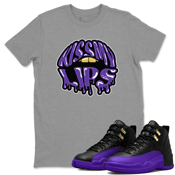 Air Jordan 12 Field Purple Sneaker Match Tees Kiss My Lips Sneaker Tees AJJordan 12 Lakers Sneaker Release Tees Unisex Shirts Heather Grey 1