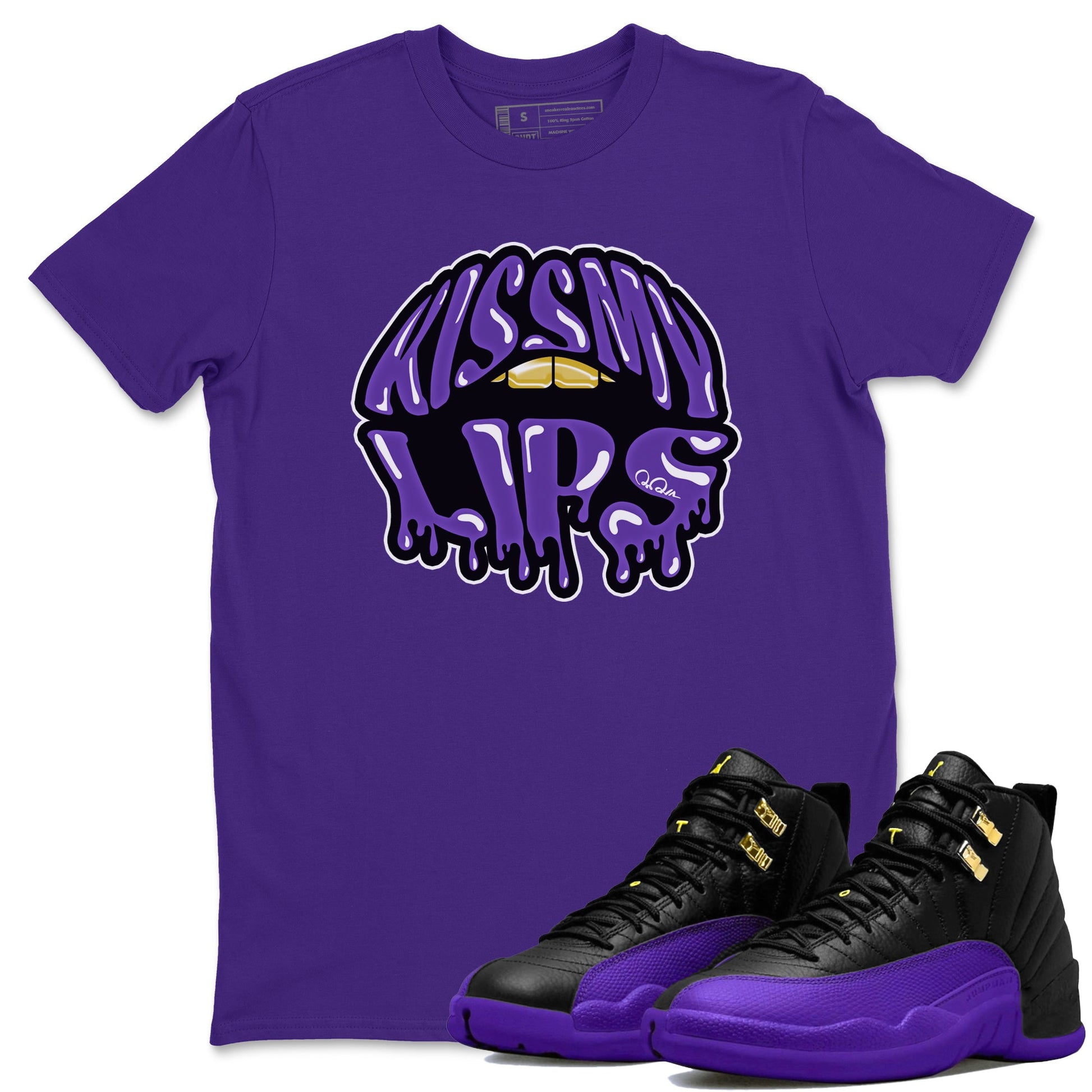 Air Jordan 12 Field Purple Sneaker Match Tees Kiss My Lips Sneaker Tees AJJordan 12 Lakers Sneaker Release Tees Unisex Shirts Purple 1
