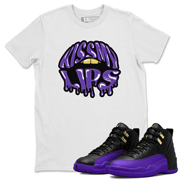 Air Jordan 12 Field Purple Sneaker Match Tees Kiss My Lips Sneaker Tees AJJordan 12 Lakers Sneaker Release Tees Unisex Shirts White 1