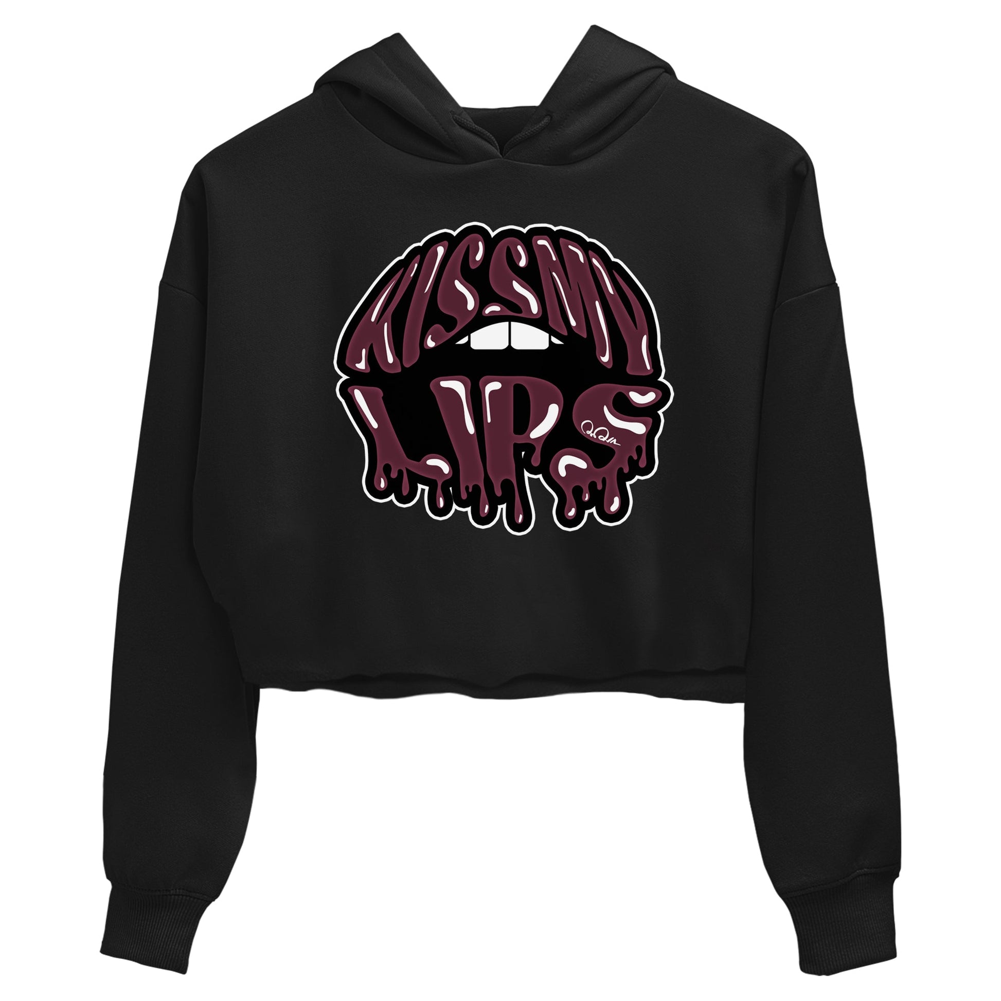 Air Jordan 5 Burgundy Sneaker Match Tees Kiss My Lips Sneaker Tees AJ5 Burgundy Sneaker Release Tees Women's Shirts Black 2