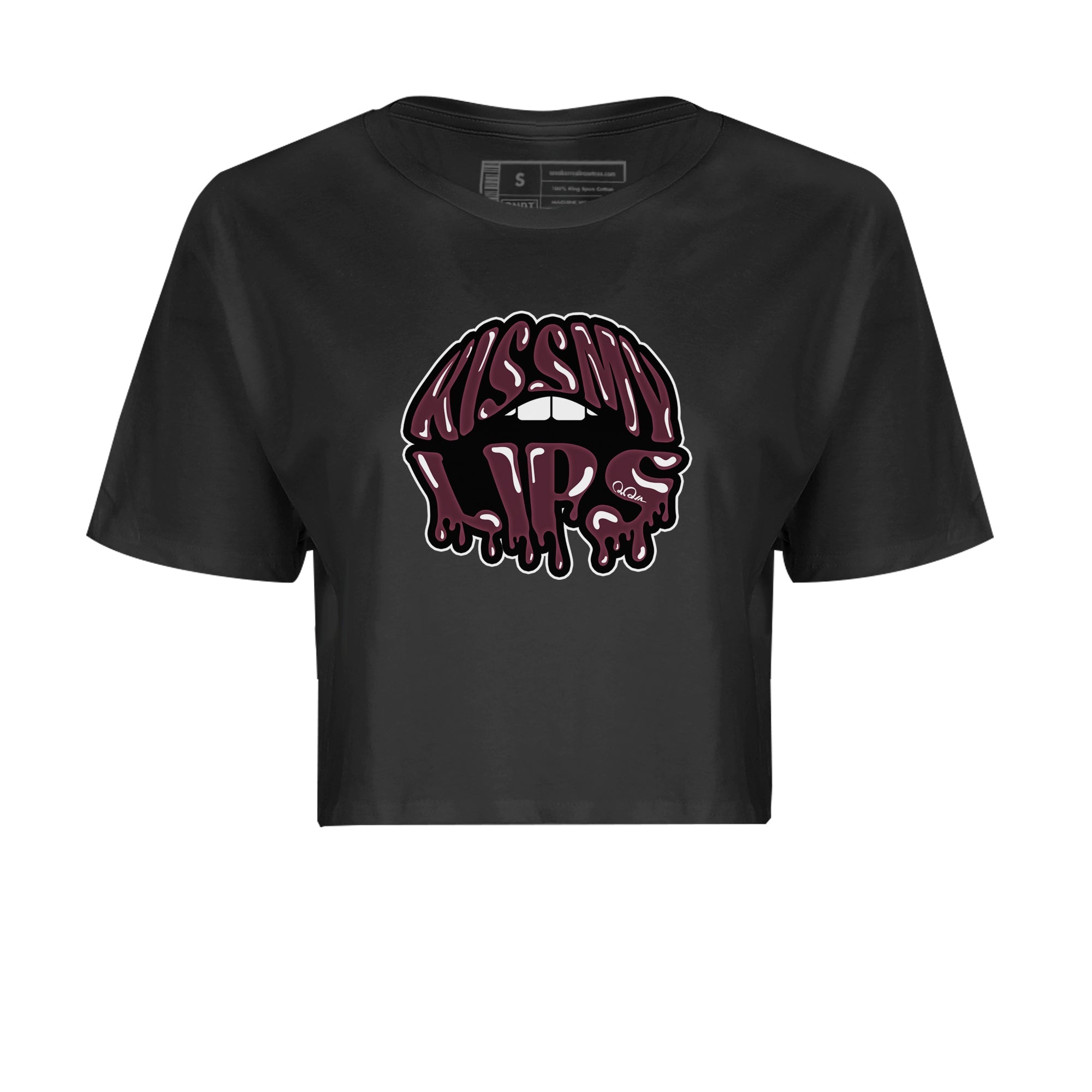 Air Jordan 5 Burgundy Sneaker Match Tees Kiss My Lips Sneaker Tees AJ5 Burgundy Sneaker Release Tees Women's Shirts Black 2