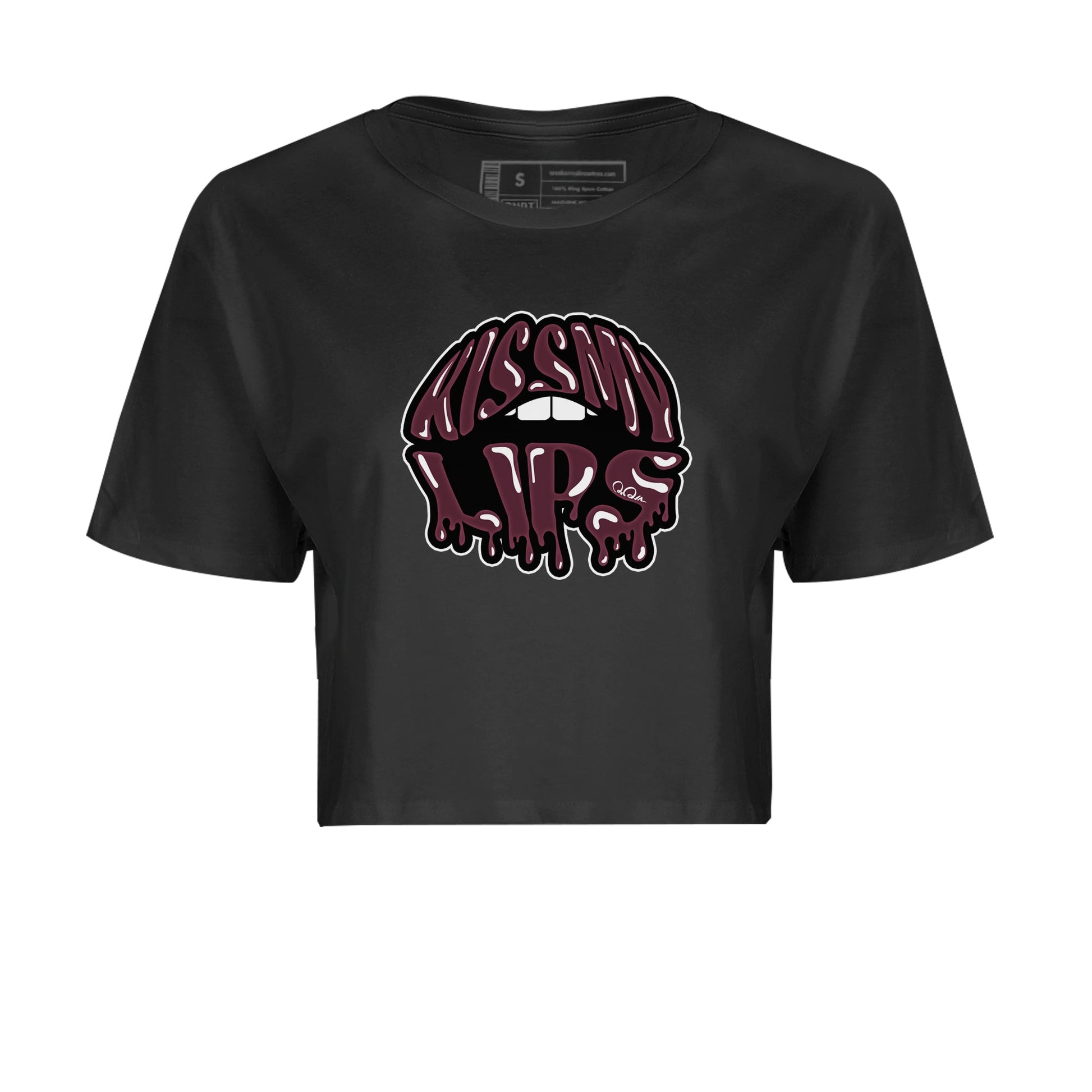 Air Jordan 5 Burgundy Sneaker Match Tees Kiss My Lips Sneaker Tees AJ5 Burgundy Sneaker Release Tees Women's Shirts Black 2