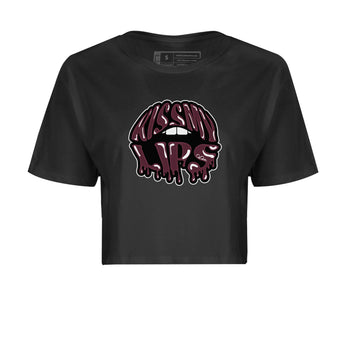 Air Jordan 5 Burgundy Sneaker Match Tees Kiss My Lips Sneaker Tees AJ5 Burgundy Sneaker Release Tees Women's Shirts Black 2