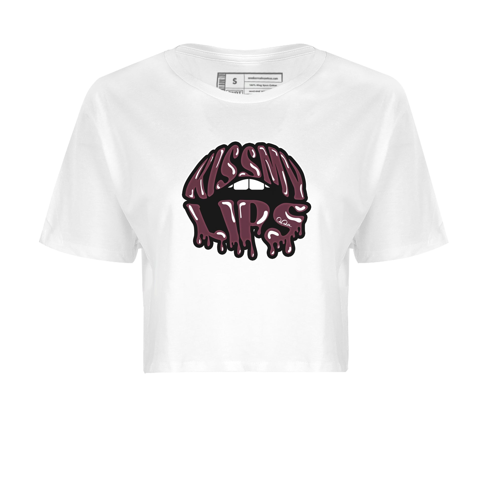 Air Jordan 5 Burgundy Sneaker Match Tees Kiss My Lips Sneaker Tees AJ5 Burgundy Sneaker Release Tees Women's Shirts White 2