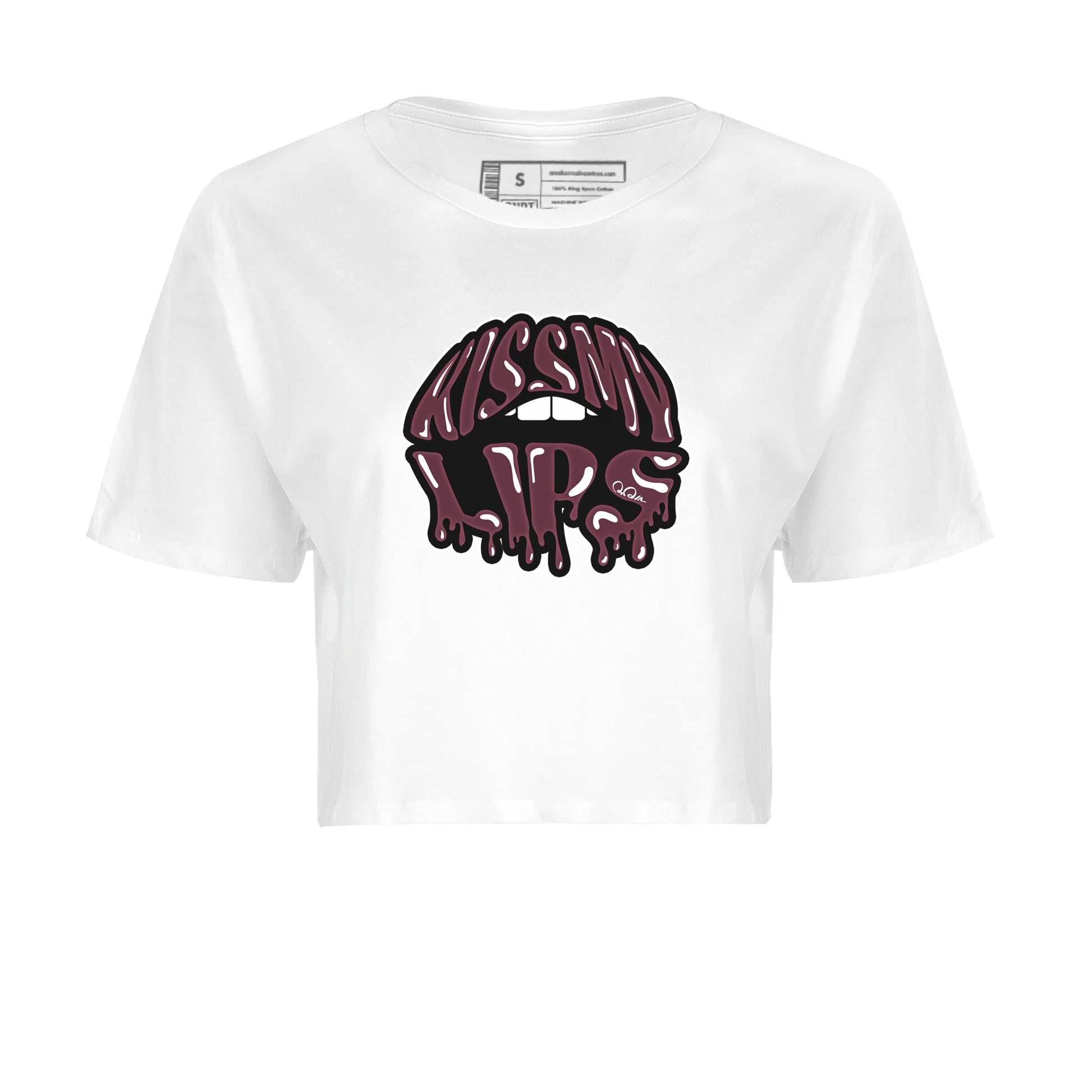 Air Jordan 5 Burgundy Sneaker Match Tees Kiss My Lips Sneaker Tees AJ5 Burgundy Sneaker Release Tees Women's Shirts White 2