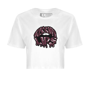 Air Jordan 5 Burgundy Sneaker Match Tees Kiss My Lips Sneaker Tees AJ5 Burgundy Sneaker Release Tees Women's Shirts White 2