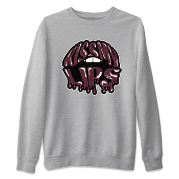 Air Jordan 5 Burgundy Sneaker Match Tees Kiss My Lips Sneaker Tees AJ5 Burgundy Sneaker Release Tees Unisex Shirts Heather Grey 2