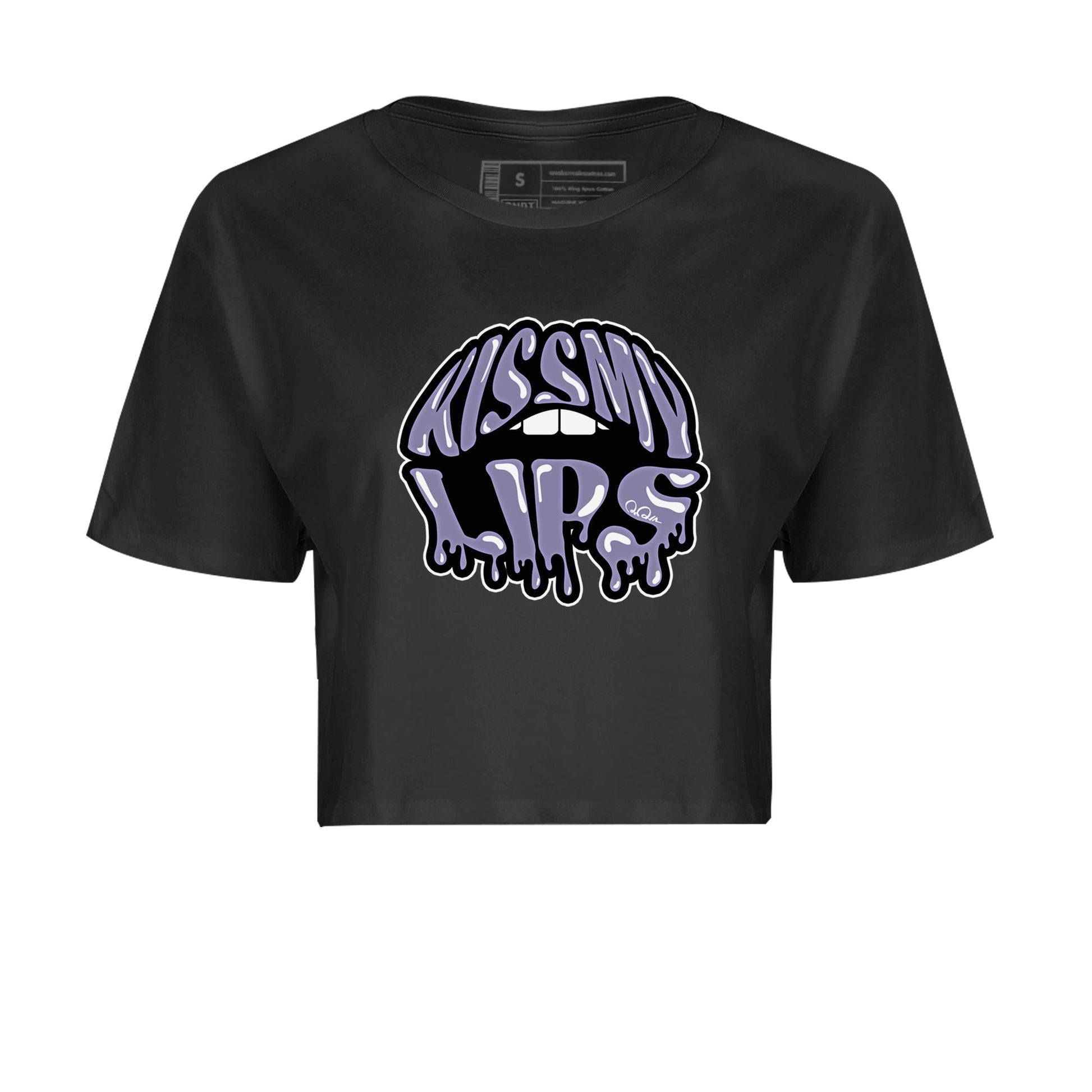 Air Jordan 5 Indigo Haze Sneaker Match Tees Kiss My Lips Sneaker Tees AJ5 Indigo Haze Sneaker Release Tees Women's Shirts Black 2