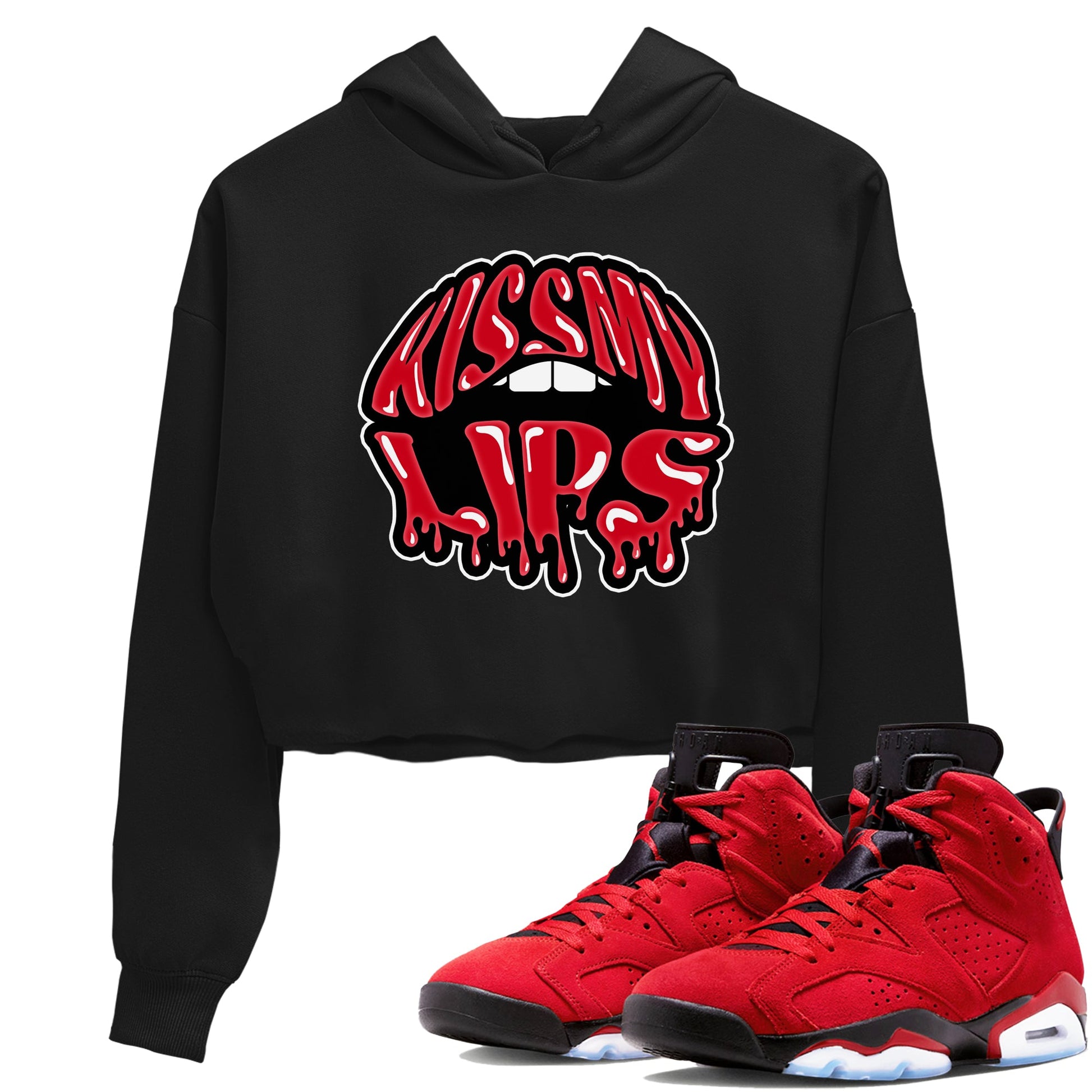 Air Jordan 6 Toro Bravo Sneaker Match Tees Kiss My Lips Sneaker Tees AJ6 Toro Bravo Sneaker Release Tees Women's Shirts Black 1