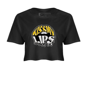 Air Jordan 6 Yellow Ochre shirt to match jordans Kiss My Lips sneaker tees AJ6 Yellow Ochre SNRT Sneaker Release Tees Black 2 Crop T-Shirt