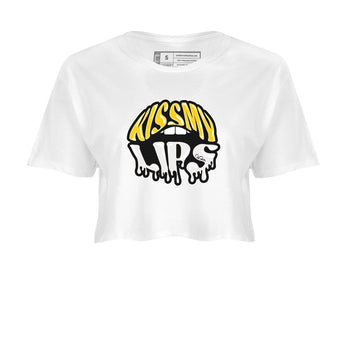 Air Jordan 6 Yellow Ochre shirt to match jordans Kiss My Lips sneaker tees AJ6 Yellow Ochre SNRT Sneaker Release Tees White 2 Crop T-Shirt