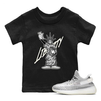Yeezy 350 Static shirt to match jordans Liberty Of Staute sneaker tees Adidas Yeezy 350 Static SNRT Sneaker Release Tees Baby Toddler Black 1 T-Shirt