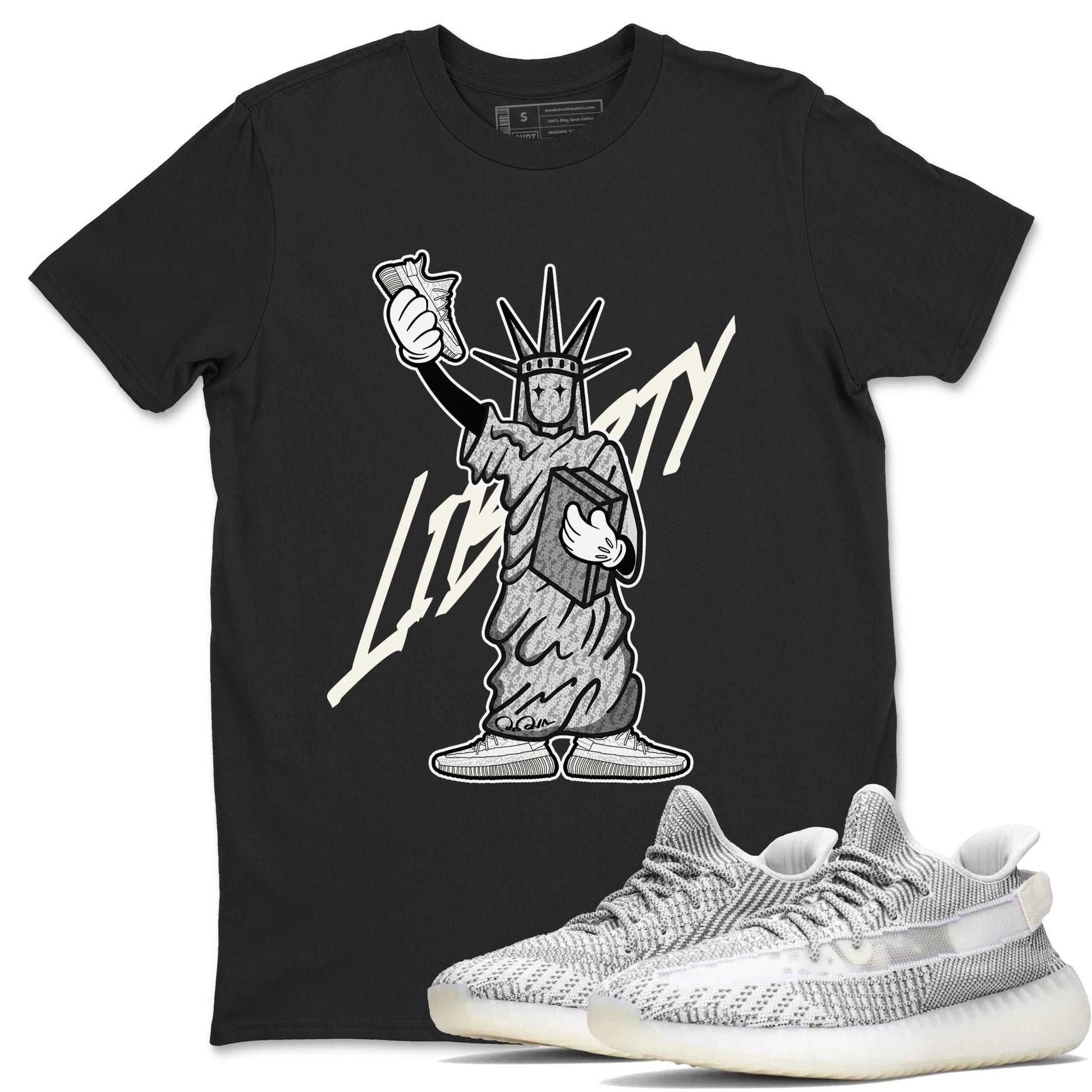 Yeezy 350 Static shirt to match jordans Liberty Of Staute sneaker tees Adidas Yeezy 350 Static SNRT Sneaker Release Tees Unisex Black 1 T-Shirt