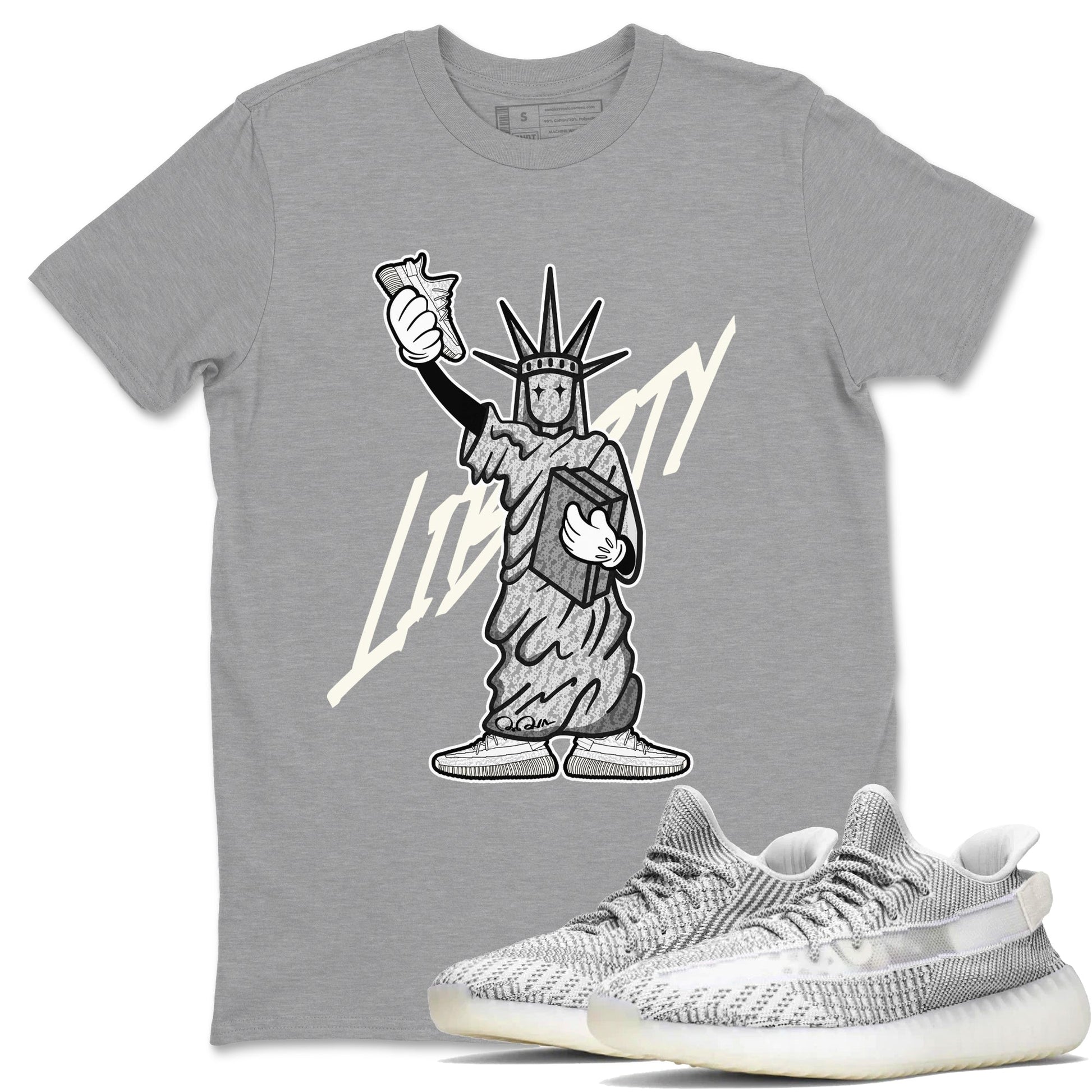 Yeezy 350 Static shirt to match jordans Liberty Of Staute sneaker tees Adidas Yeezy 350 Static SNRT Sneaker Release Tees Unisex Heather Grey 1 T-Shirt