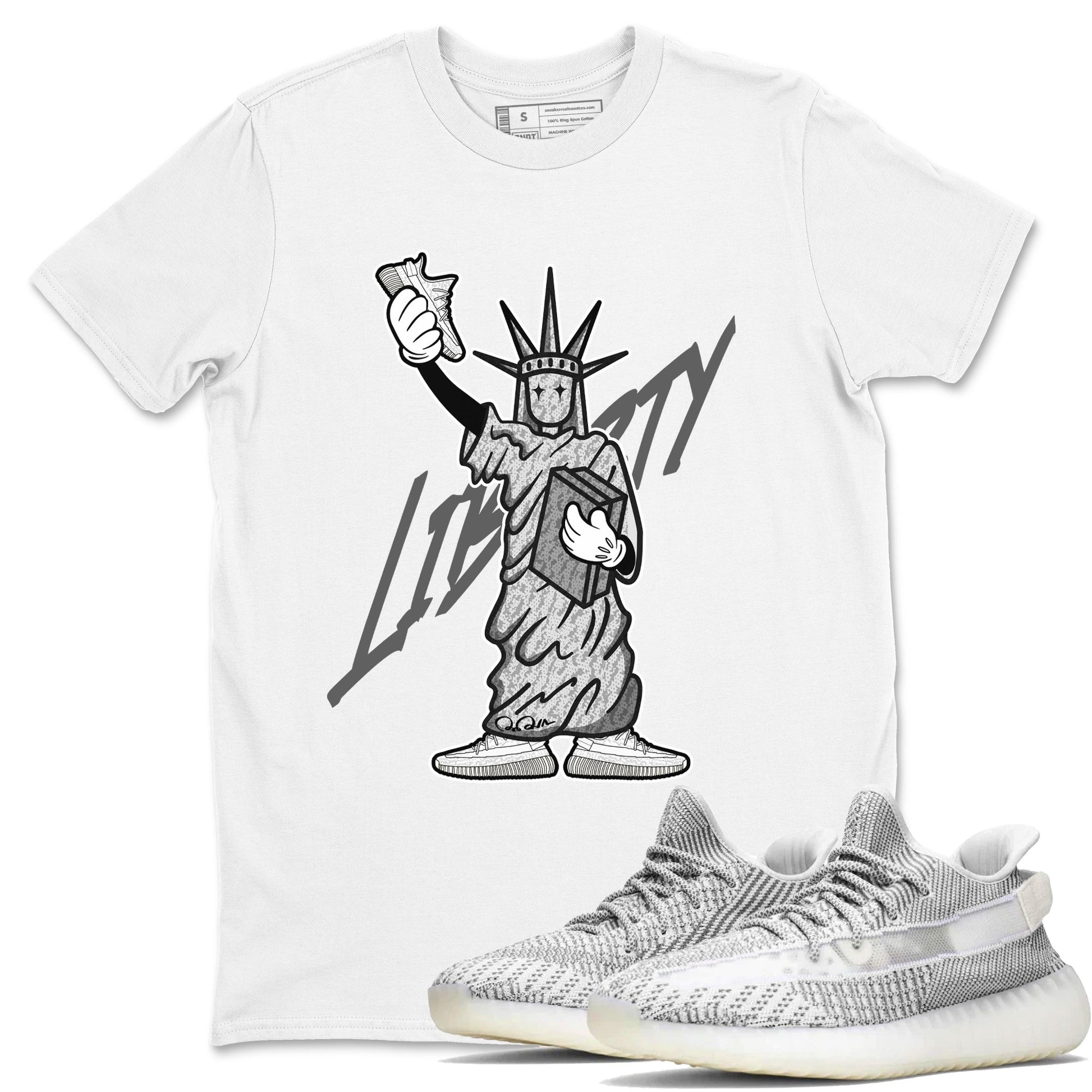 Yeezy 350 Static shirt to match jordans Liberty Of Staute sneaker tees Adidas Yeezy 350 Static SNRT Sneaker Release Tees Unisex White 1 T-Shirt