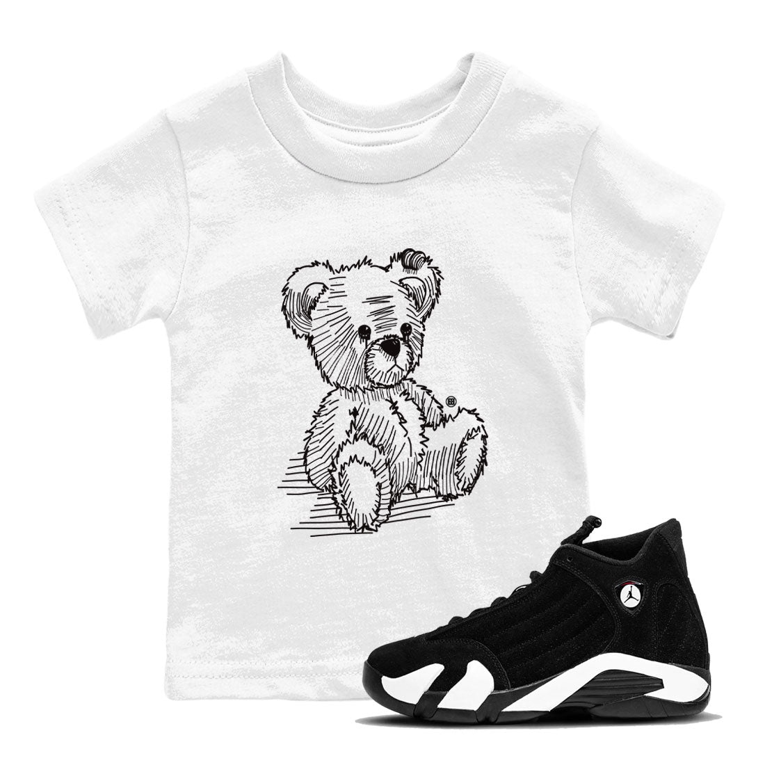 AJ14 Panda shirt to match jordans Line Bear sneaker match tees Air Jordan 14 Panda SNRT Sneaker Release Tees Baby Toddler White 1 T-Shirt