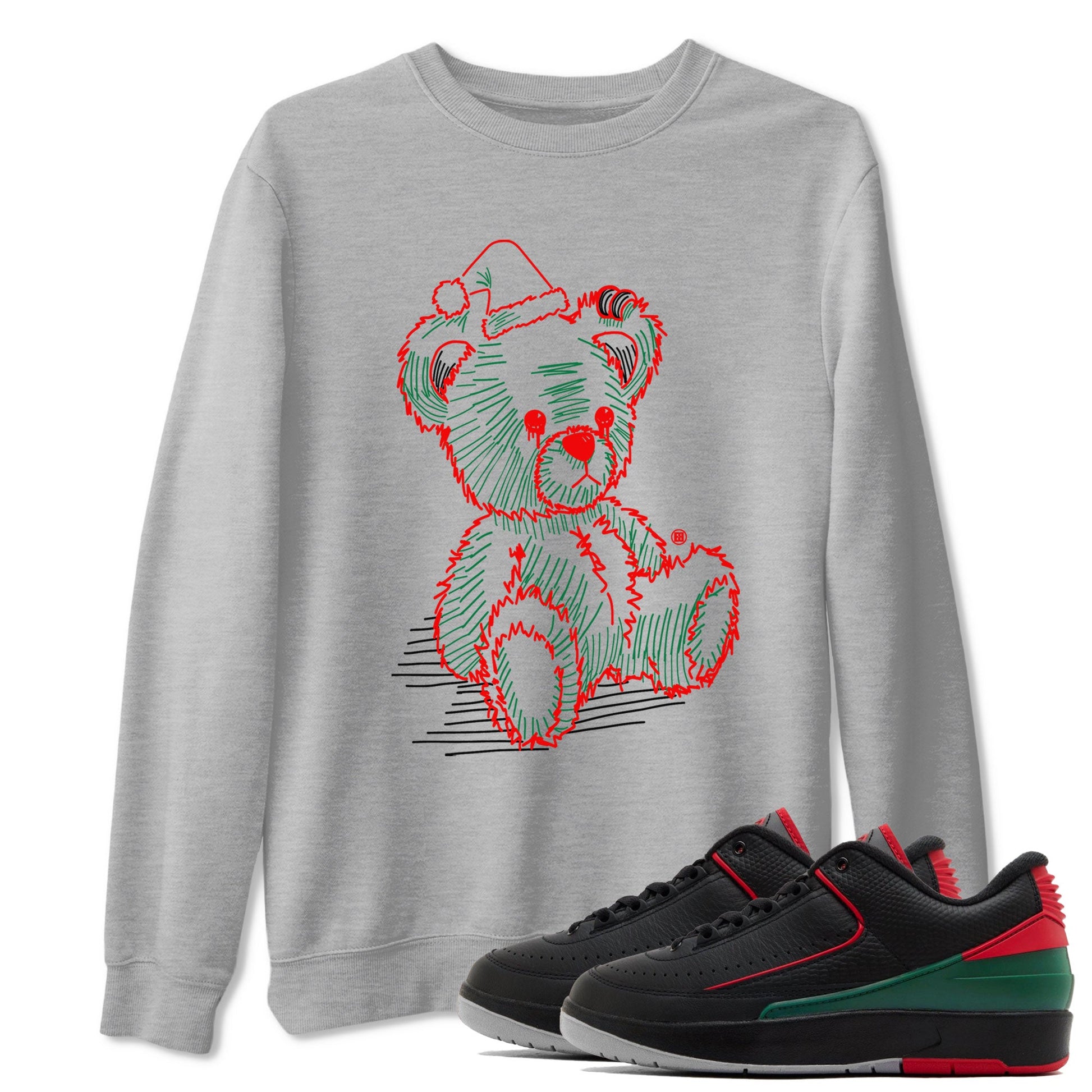 Air Jordan 2 Christmas shirt to match jordans Line Bear holiday christmas sneaker match tees AJ2 Low Christmas SNRT Sneaker Release Tees Unisex Heather Grey 1 T-Shirt