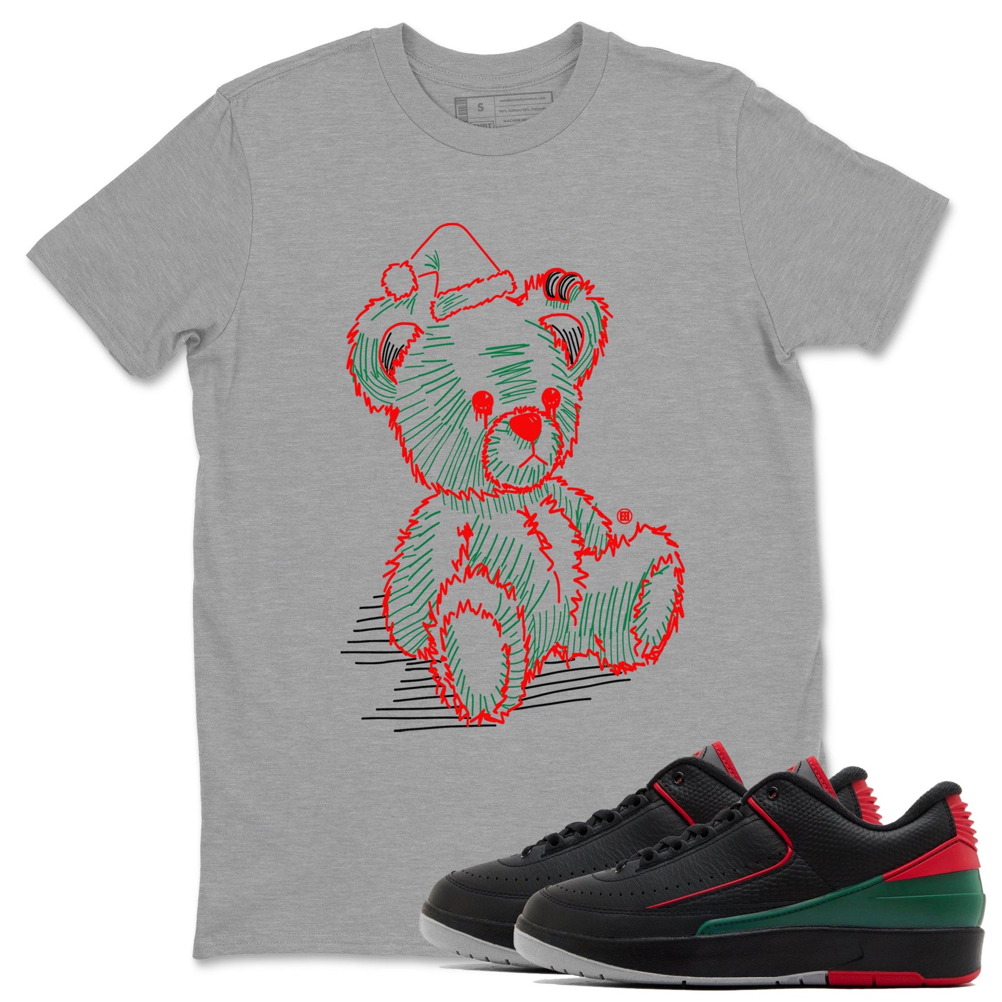 Air Jordan 2 Christmas shirt to match jordans Line Bear holiday christmas sneaker match tees AJ2 Low Christmas SNRT Sneaker Release Tees Unisex Heather Grey 1 T-Shirt
