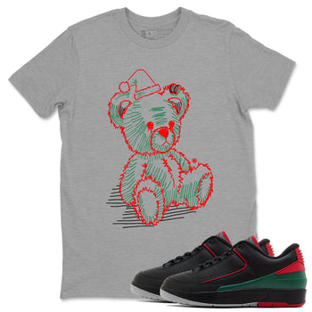 Air Jordan 2 Christmas shirt to match jordans Line Bear holiday christmas sneaker match tees AJ2 Low Christmas SNRT Sneaker Release Tees Unisex Heather Grey 1 T-Shirt