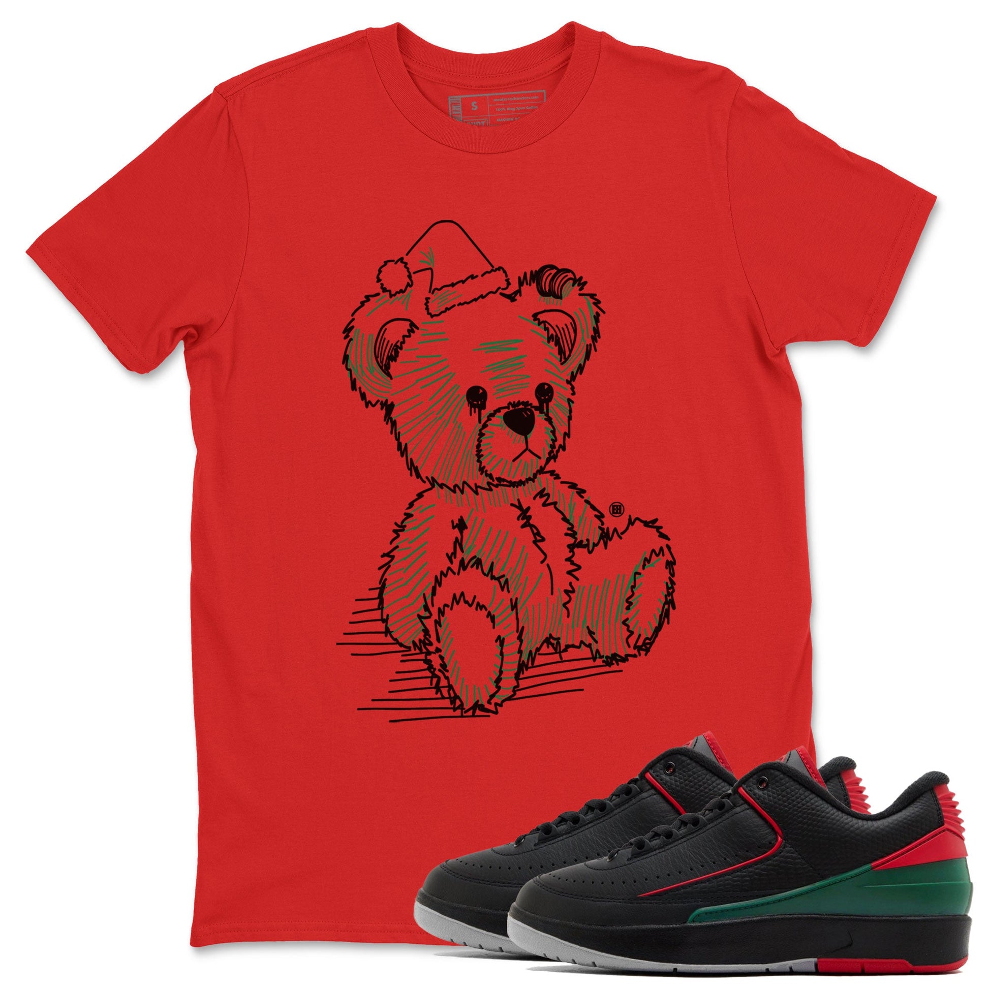 Air Jordan 2 Christmas shirt to match jordans Line Bear holiday christmas sneaker match tees AJ2 Low Christmas SNRT Sneaker Release Tees Unisex Red 1 T-Shirt