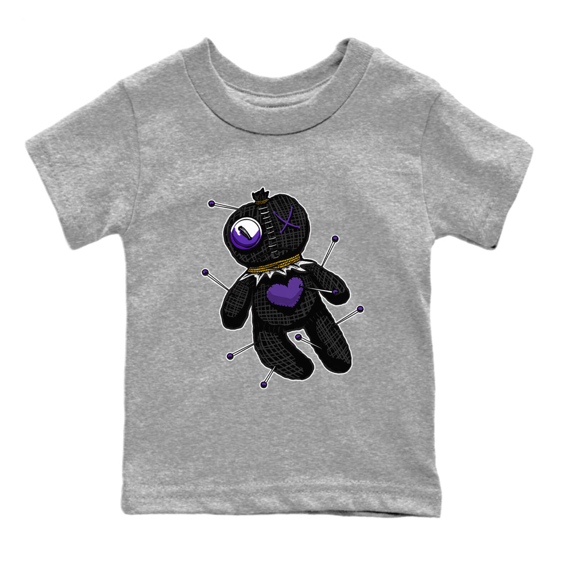 Air Jordan 12 Field Purple unique Halloween sneaker tee Linen Voodoo Doll Sneaker Tees 12s Field Purple Sneaker Release Tees Kids Shirts Heather Grey 2
