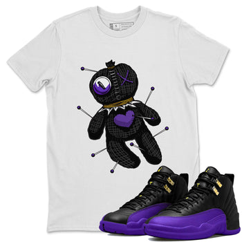 Air Jordan 12 Field Purple unique Halloween sneaker tee Linen Voodoo Doll Sneaker Tees 12s Field Purple Sneaker Release Tees Unisex Shirts White 1
