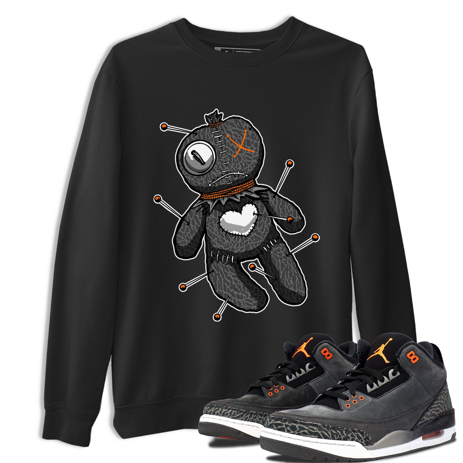 Air Jordan 3 Fear shirt to match jordans Linen Voodoo Doll Halloween sneaker tees Crew Neck Air Jordan 3 Retro Fear SNRT Sneaker Release Tees Unisex Casual Shirts Black 1 T-Shirt