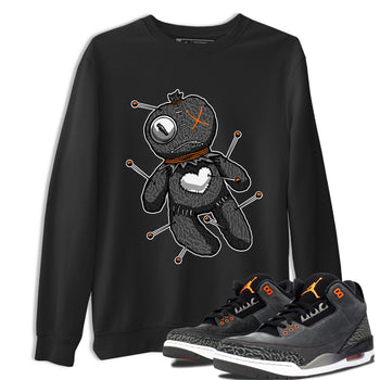 Air Jordan 3 Fear shirt to match jordans Linen Voodoo Doll Halloween sneaker tees Crew Neck Air Jordan 3 Retro Fear SNRT Sneaker Release Tees Unisex Casual Shirts Black 1 T-Shirt