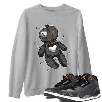 Air Jordan 3 Fear shirt to match jordans Linen Voodoo Doll Halloween sneaker tees Crew Neck Air Jordan 3 Retro Fear SNRT Sneaker Release Tees Unisex Casual Shirts Heather Grey 1 T-Shirt