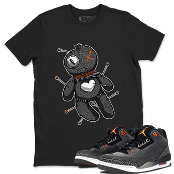Air Jordan 3 Fear shirt to match jordans Linen Voodoo Doll Halloween sneaker tees Crew Neck Air Jordan 3 Retro Fear SNRT Sneaker Release Tees Unisex Casual Shirts Black 1 T-Shirt