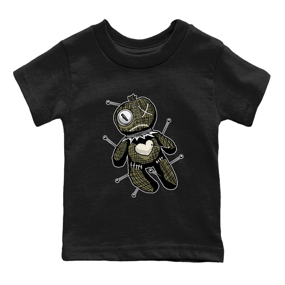 Air Jordan 4 Medium Olive shirt to match jordans Linen Voodoo Doll unique Halloween sneaker tee 4s Olive SNRT Sneaker Release Tees Baby Toddler Black 2 T-Shirt