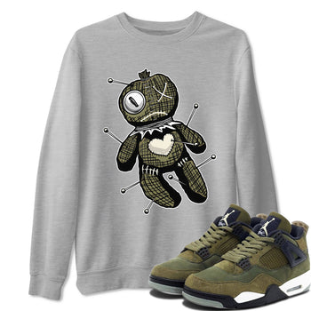 Air Jordan 4 Medium Olive shirt to match jordans Linen Voodoo Doll unique Halloween sneaker tee 4s Olive SNRT Sneaker Release Tees Unisex Heather Grey 1 T-Shirt