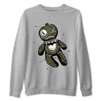 Air Jordan 4 Medium Olive shirt to match jordans Linen Voodoo Doll unique Halloween sneaker tee 4s Olive SNRT Sneaker Release Tees Unisex Heather Grey 2 T-Shirt