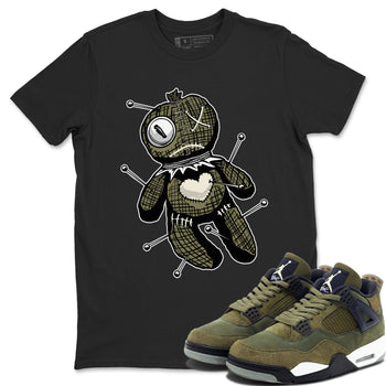 Air Jordan 4 Medium Olive shirt to match jordans Linen Voodoo Doll unique Halloween sneaker tee 4s Olive SNRT Sneaker Release Tees Unisex Black 1 T-Shirt