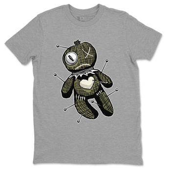Air Jordan 4 Medium Olive shirt to match jordans Linen Voodoo Doll unique Halloween sneaker tee 4s Olive SNRT Sneaker Release Tees Unisex Heather Grey 2 T-Shirt