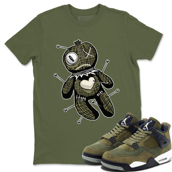 Air Jordan 4 Medium Olive shirt to match jordans Linen Voodoo Doll unique Halloween sneaker tee 4s Olive SNRT Sneaker Release Tees Unisex Military Green 1 T-Shirt