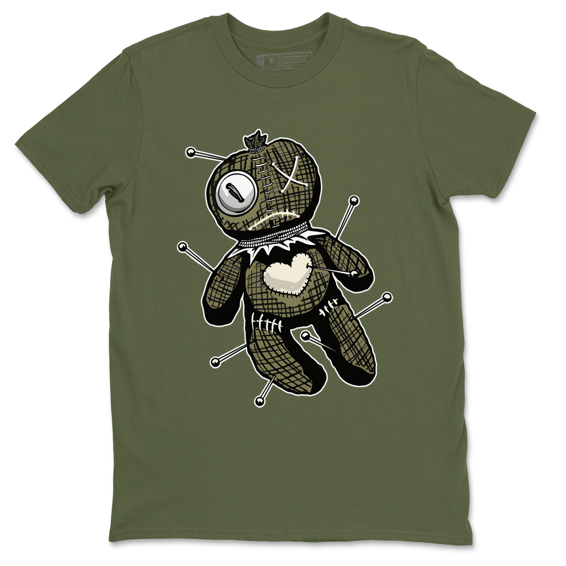 Air Jordan 4 Medium Olive shirt to match jordans Linen Voodoo Doll unique Halloween sneaker tee 4s Olive SNRT Sneaker Release Tees Unisex Military Green 2 T-Shirt