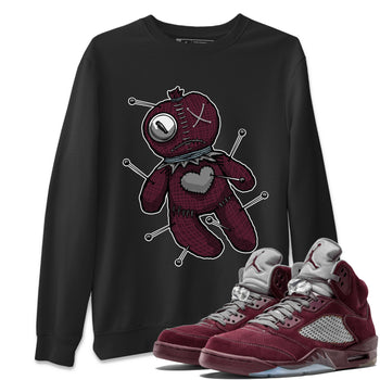 Air Jordan 5 Burgundy unique Halloween sneaker tee Linen Voodoo Doll Sneaker Tees 5s Burgundy Sneaker Release Tees Unisex Shirts Black 1