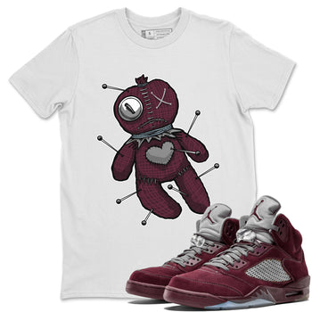 Air Jordan 5 Burgundy unique Halloween sneaker tee Linen Voodoo Doll Sneaker Tees 5s Burgundy Sneaker Release Tees Unisex Shirts White 1