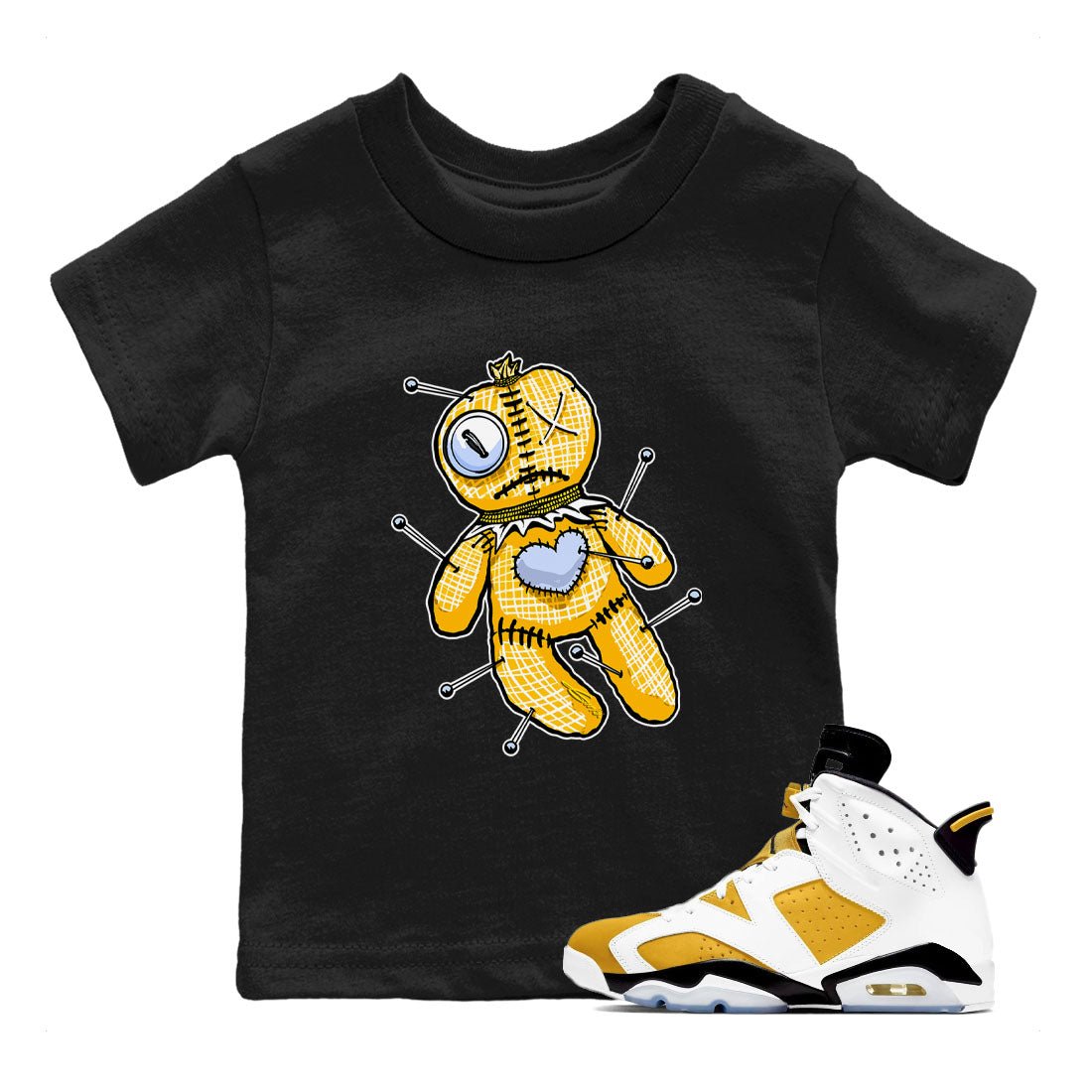 Jordan 6 Yellow Ochre Shirt To Match Jordans Linen Voodoo Doll Streetwear Fashion Air Jordan 6 Yellow Ochre SNRT sneaker release tees baby toddler Black 1 cotton Shirt