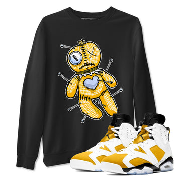 Jordan 6 Yellow Ochre Shirt To Match Jordans Linen Voodoo Doll Streetwear Fashion Air Jordan 6 Yellow Ochre SNRT Sneaker Release Tees unisex cotton Black 1 crew neck shirt