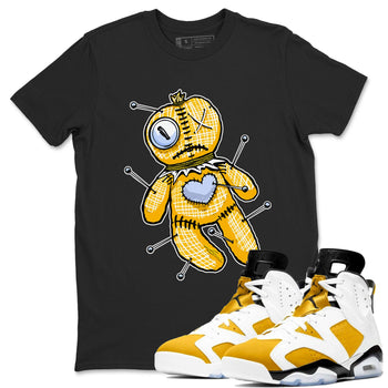 Jordan 6 Yellow Ochre Shirt To Match Jordans Linen Voodoo Doll Streetwear Fashion Air Jordan 6 Yellow Ochre SNRT Sneaker Release Tees unisex cotton Black 1 crew neck shirt