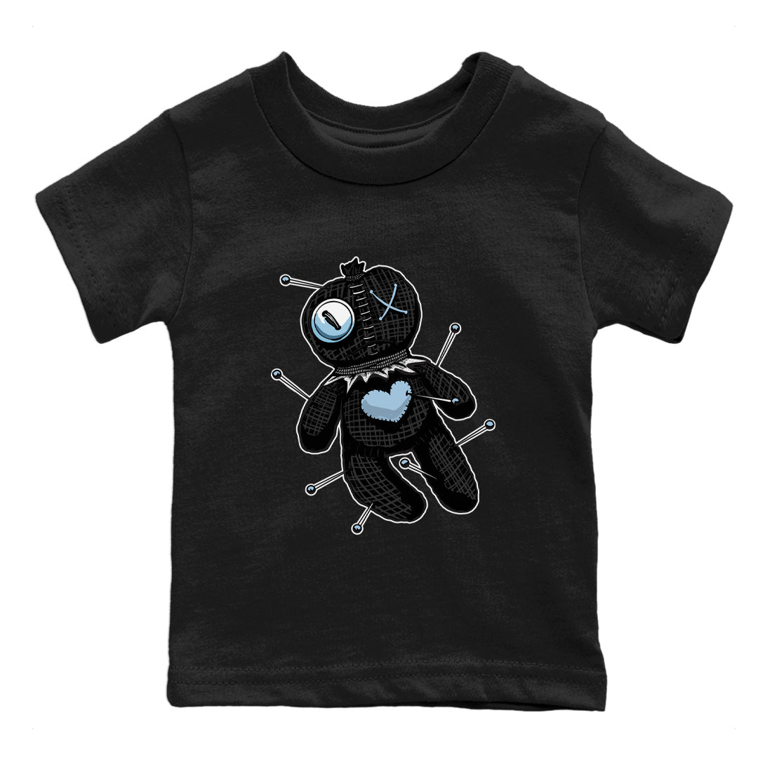 Air Jordan 7 Chambray unique Halloween sneaker tee Linen Voodoo Doll Sneaker Tees Jordan 7 Chambray Sneaker Release Tees Kids Shirts Black 2