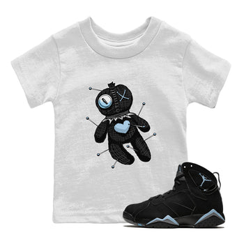Air Jordan 7 Chambray unique Halloween sneaker tee Linen Voodoo Doll Sneaker Tees Jordan 7 Chambray Sneaker Release Tees Kids Shirts White 1