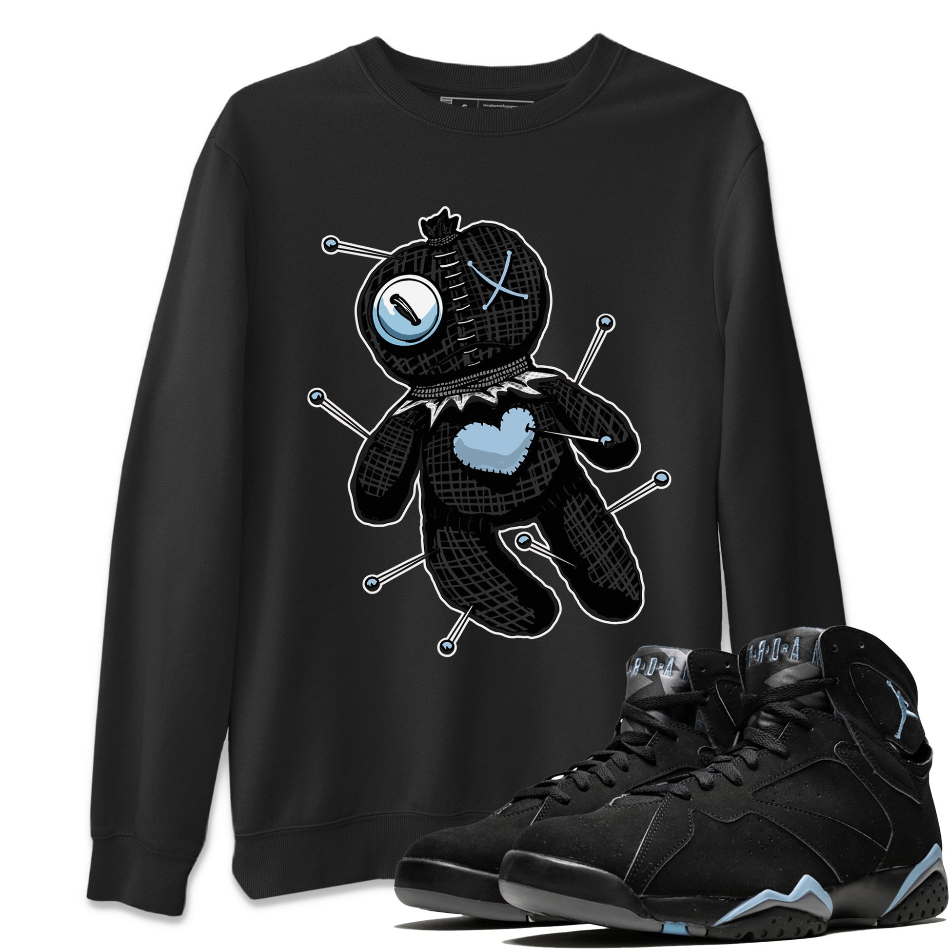 Air Jordan 7 Chambray unique Halloween sneaker tee Linen Voodoo Doll Sneaker Tees Jordan 7 Chambray Sneaker Release Tees Unisex Shirts Black 1